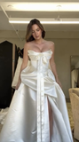 New Arrival Strapless A-Line Split Light Wedding Dress Cute Birthday Gown, HZ0319