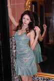 Fashion Mint Green Sparkling Sequin Spaghetti Strap Ruffled Hem Short 16th Birthday Party Dress Homecoming Dress HZ0319