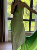 90s Prom Dress Ombre Green Spaghetti Straps Backless Gala Gown Evening Dress Party Outfits HZ0319