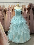 90s Retro Ball Gown Strapless Ruffle Quinceanera Dress Evening Dress Gala Prom Gown HZ0319