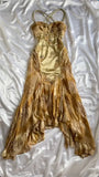 Vintage Golden Sweetheart Applique A-line Spaghetti Strap Evening Dress Prom Dresses, HZ0319