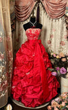 Pretty Prom Dress Strapless Embroidered Pleated Ball Gown Evening Dress Birthday Party Dress HZ0319