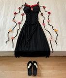 Pretty Prom Dress Black Spaghetti Straps Flower Prom Dress Party Dress HZ0319