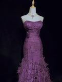 Charming Prom Dress Strapless Pleated Ruffle Gala Dress Evening Dresses Prom Gown HZ0319