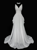 Elegant Prom Dress A Line V-neck Pleated Evening Dress Gala Dress HZ0319