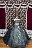 Stunning Prom Dress Strapless Embroidered Ball Gown Evening Dress Quinceanera Dress HZ0319