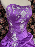 Gorgeous Prom Dress Purple Strapless Pleated Evening Dress Gala Dress HZ0319