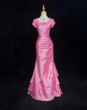 Charming Prom Dress Square Neck Pleated Evening Dress Gala Dress Birthday Dress HZ0319