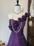Elegant Homecoming Dress A Line One Shoulder Pleated Short Prom Dress Evening Dress Cocktail Dress HZ0319