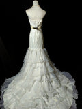 Charming Wedding Dress Sweetheart Ruffle Tiered Mermaid Wedding Dress HZ0319