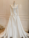 Vintage Wedding Dress Long Sleeves Pleated Wedding Dress HZ0319