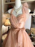 Vintage Champagne Sweetheart Halter Dress Design A-line Chiffon Party Dress Homecoming Dress HZ0319