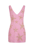 Retro Pink Sparkling Sequin V-neck Bodycon Homecoming Dress Party Dress HZ0319