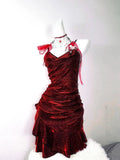 Retro Glitter Burgundy Spaghetti Strap 18th Birthday Party Dress Homecoming Dress HZ0319
