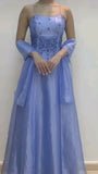 Lilac Spaghetti Straps A-Line Beading Long Prom Dress Vintage Party Dress, HZ0319