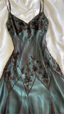 Spaghetti Straps Blue Chiffon Beading Vintage Midi Party Dress Evening Dresses, HZ0319
