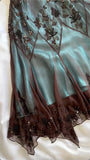 Spaghetti Straps Blue Chiffon Beading Vintage Midi Party Dress Evening Dresses, HZ0319
